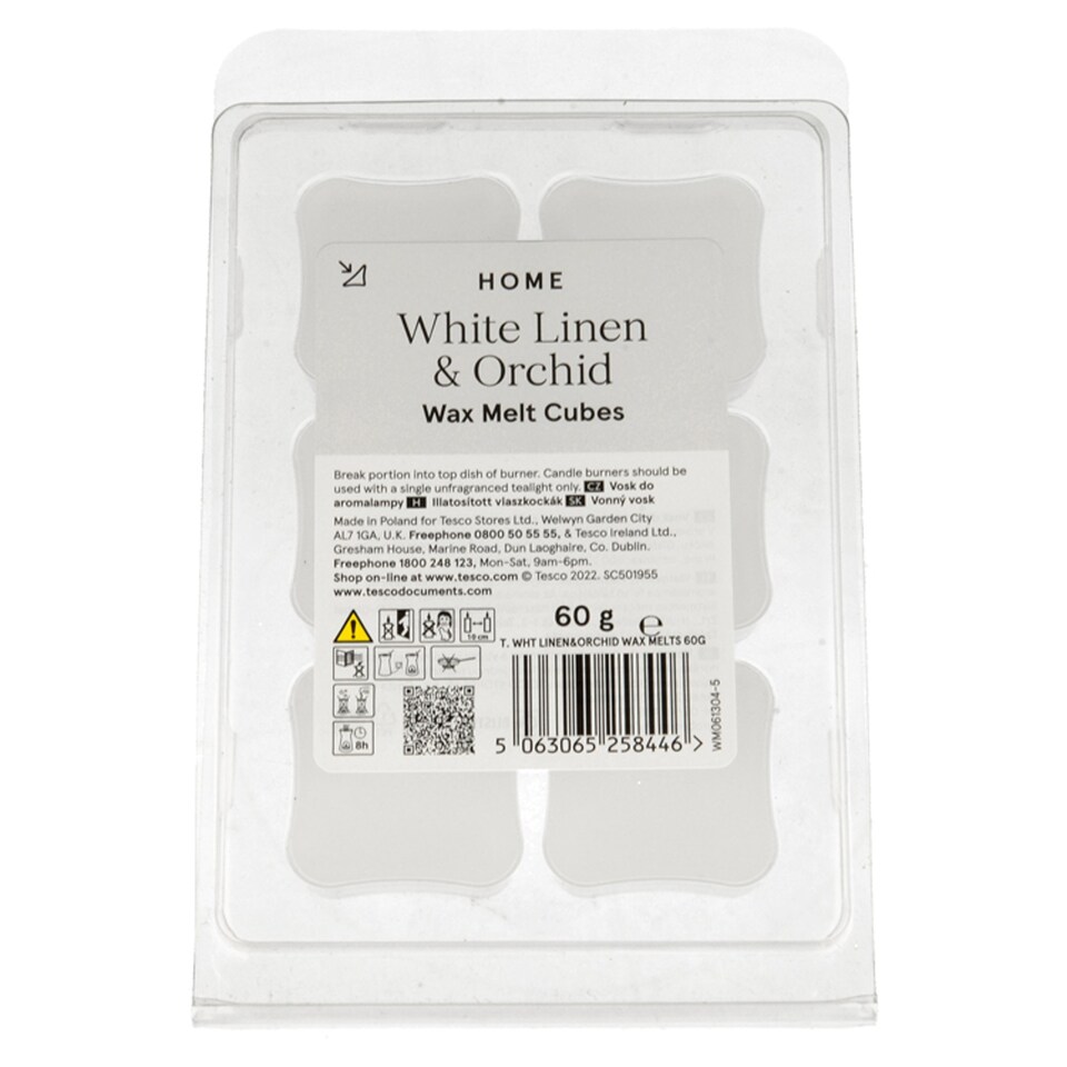 Tesco White Linen & Orchid Wax Melts 60G Tesco Groceries