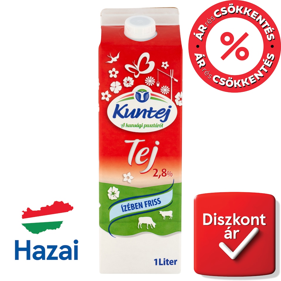 Kuntej ESL félzsíros tej 2,8% 1 l