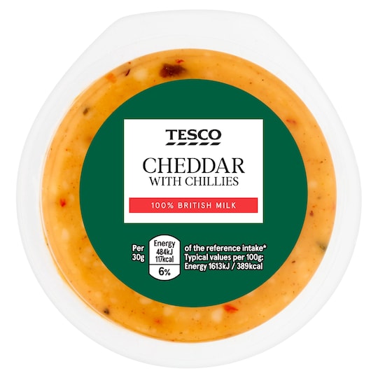 Tesco British Cheddar With Chillies 90G Tesco Groceries