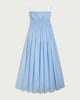 image 4 of F&F Ruched Tiered Strapless Midi Dress in Blue
