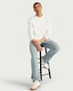 image 2 of F&F Pure Cotton Henley Long Sleeved Top in Ecru