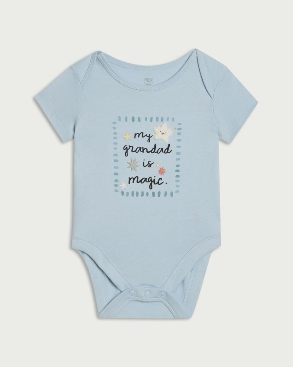 image 1 of F&F Baby Pure Cotton Grandad Bodysuit in Blue