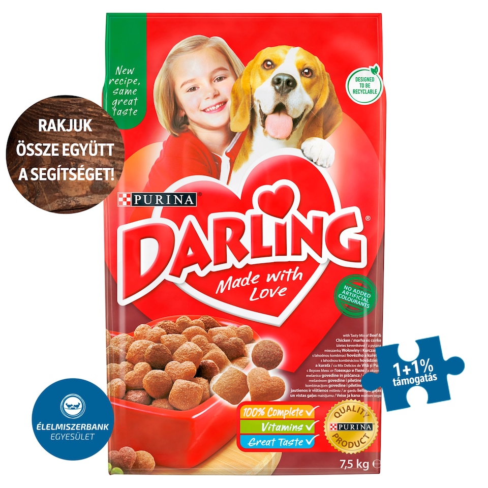 Purina Darling Complete Pet Food for Adult Dogs with Mixture of Beef and Chicken 7,5 kg