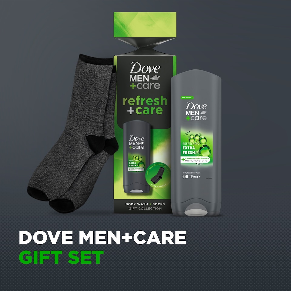 image 1 of Dove Men+Care Refresh & Care Body Wash & Socks Giftset