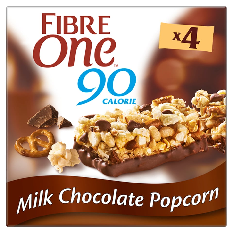 Fibre One 90 Calorie Milk Chocolate Popcorn Bars 4 x 21g (84g)