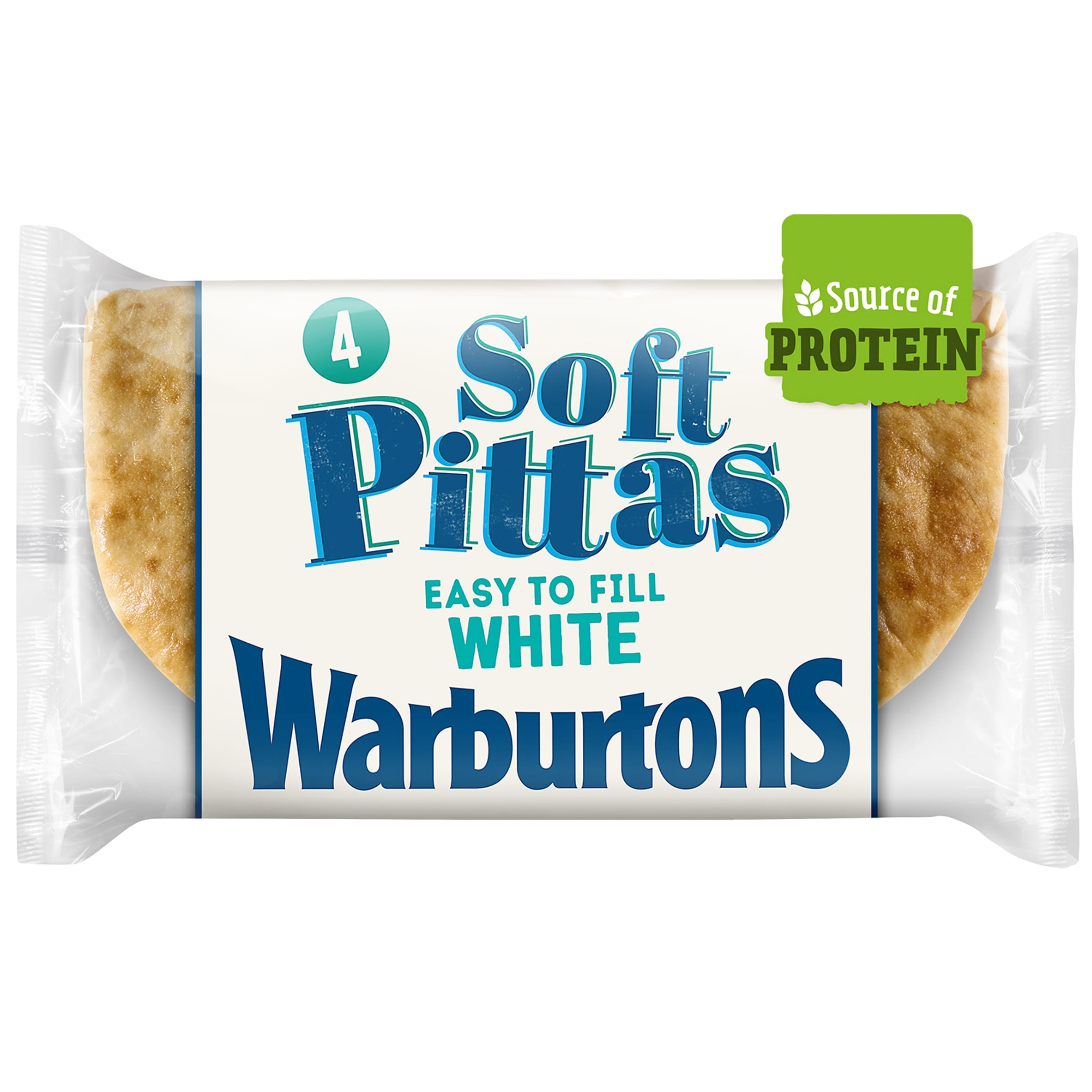 Warburtons Soft White Pitta Breads 4 Pack