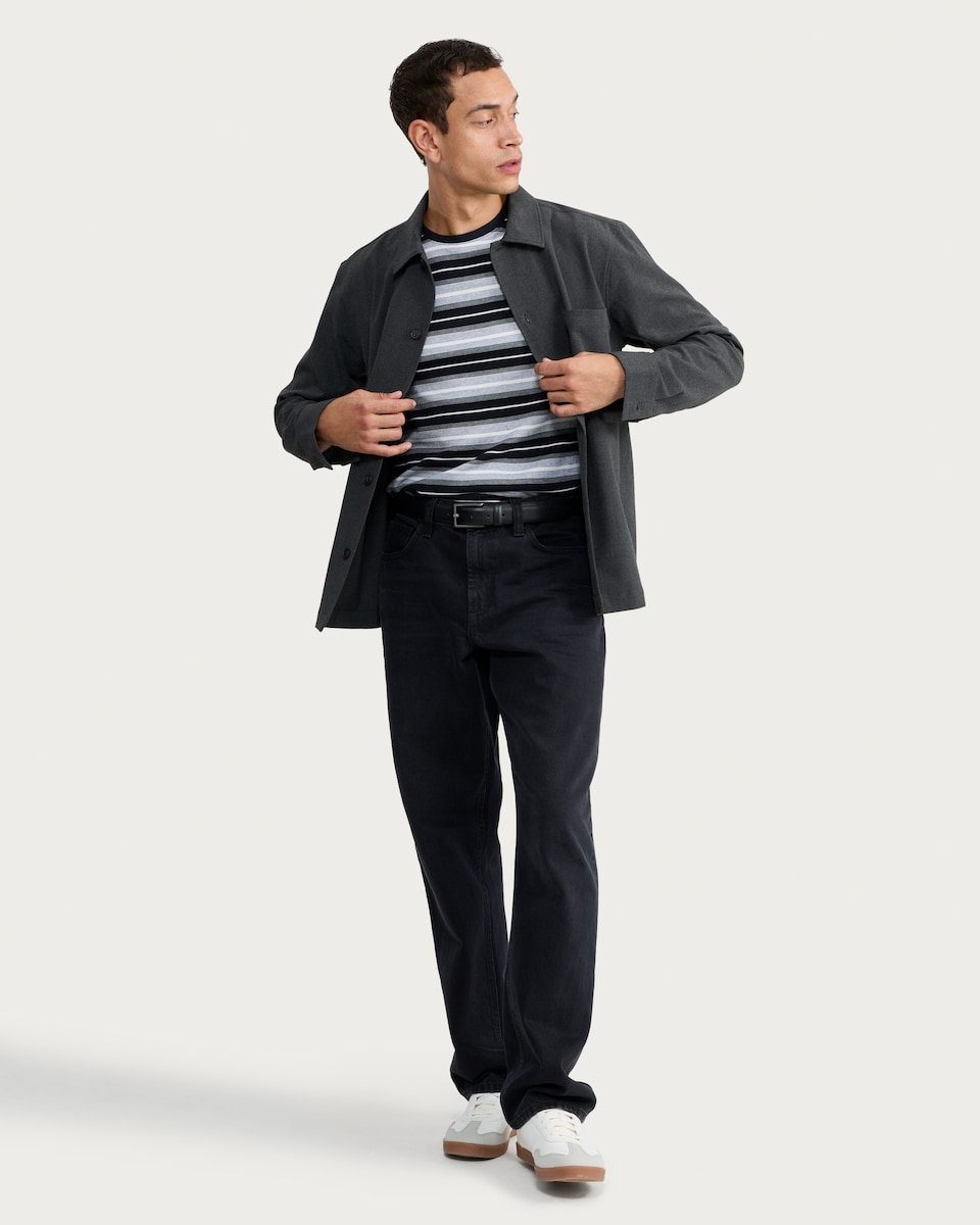 image 1 of F&F Pure Cotton Striped T-Shirt in Black