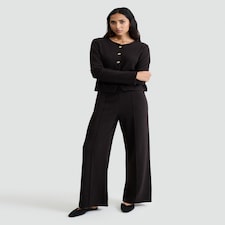 F&F Wide Leg Seam Detail Trousers  in Brown