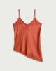 image 4 of F&F Satin Lace Trim Asymmetric Hem Camisole in Orange