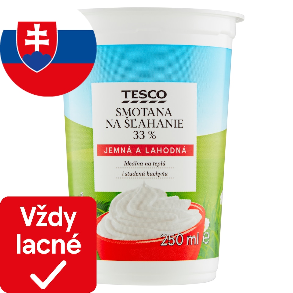 Tesco Smotana na šľahanie 33% 250 ml