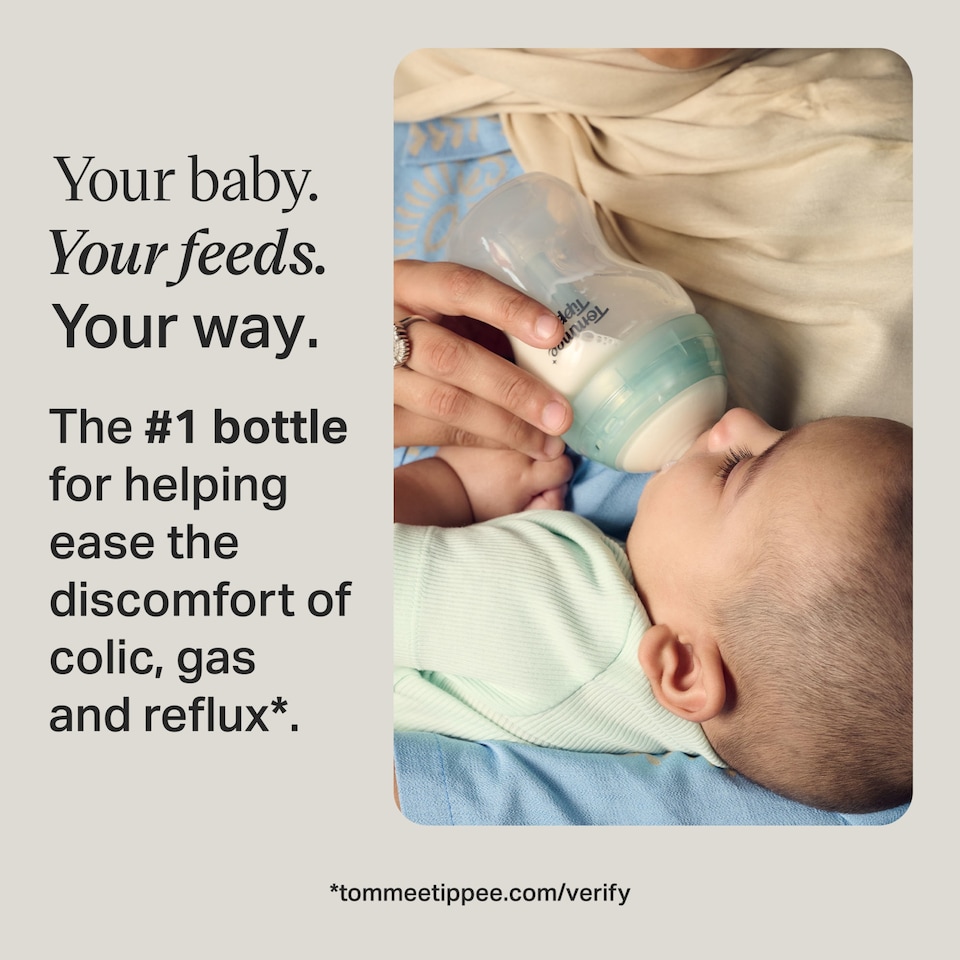 image 1 of Tommee Tippee Baby Bottles, Advanced Anti-Colic Baby Bottle, Slow Flow, 260ml, 0m+, Pack of 3