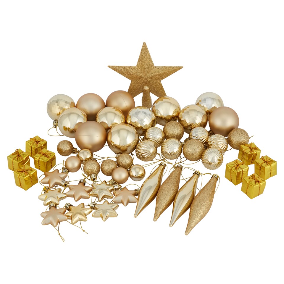 Tesco 50 Pack Gold Decorations