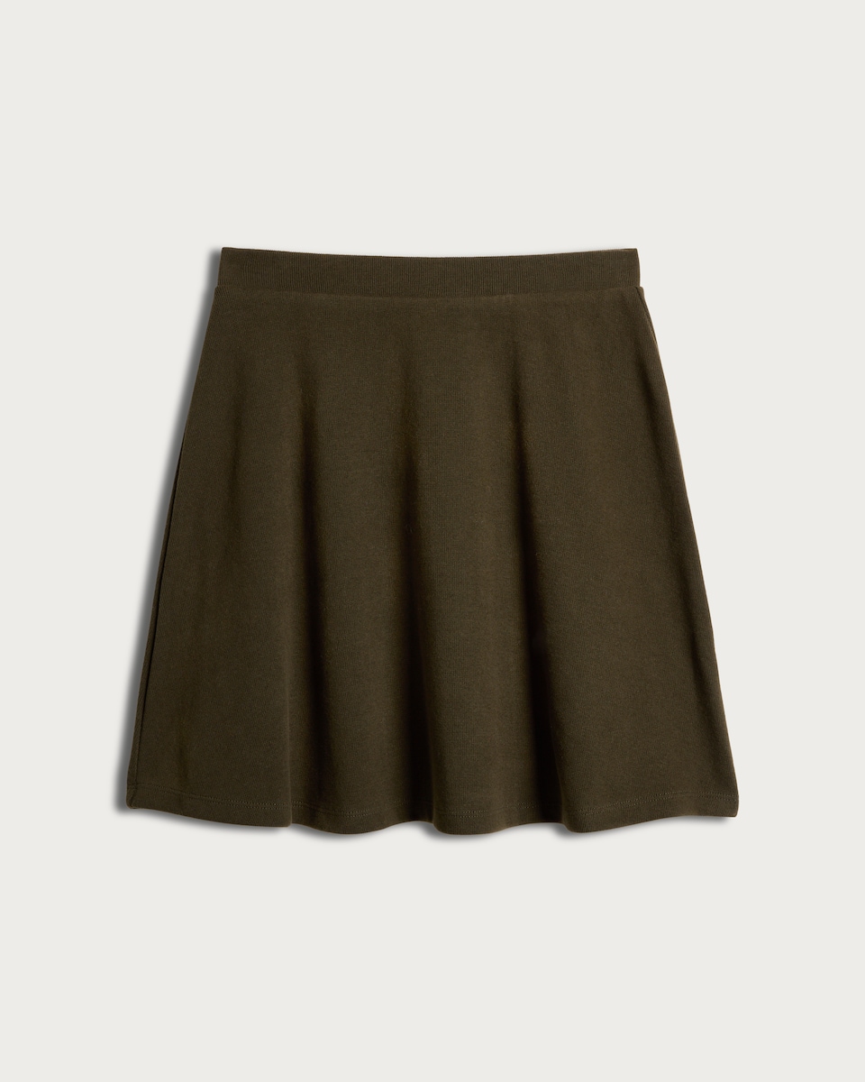 image 1 of F&F Cotton Blend Flared Mini Skirt in Olive