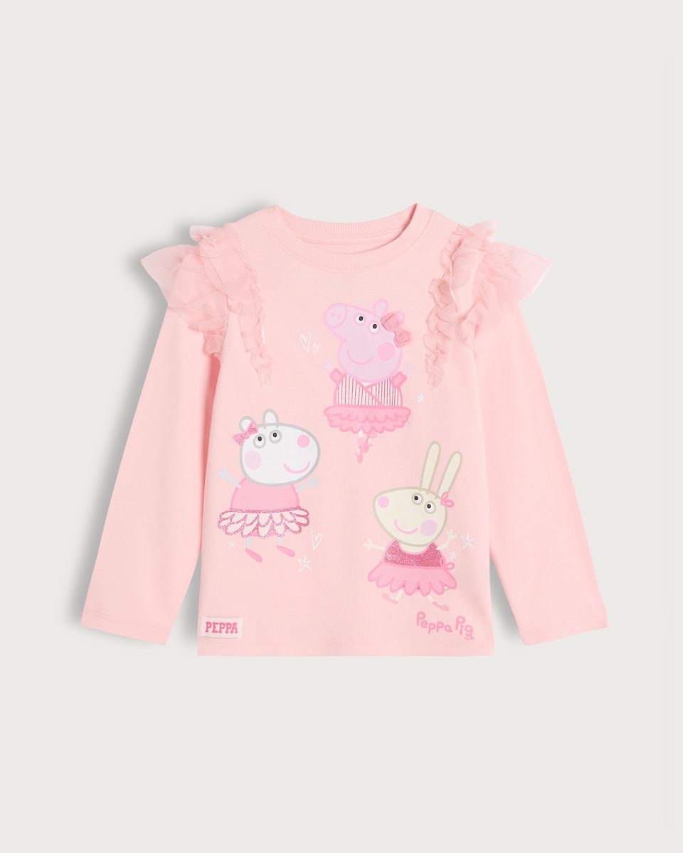 image 1 of Peppa Pig Pure Cotton Ballet Print Top in Pink