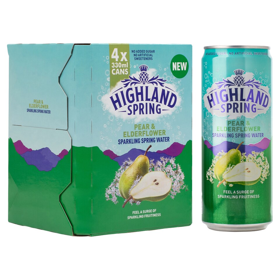 image 1 of Highland Spring Pear & Elderflower Spring Water 4X330ml