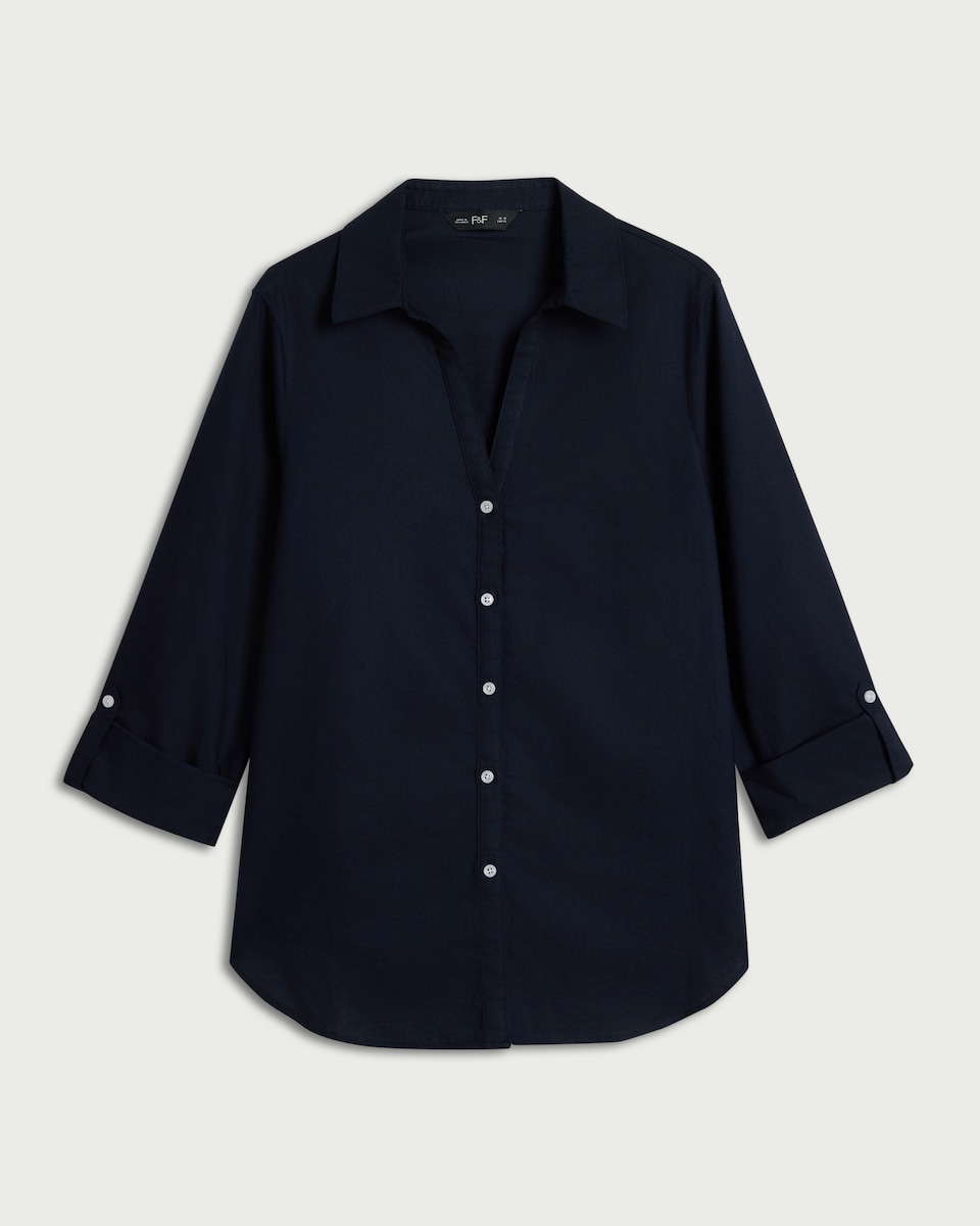 image 1 of F&F Pure Cotton Striped Shirt in Navy