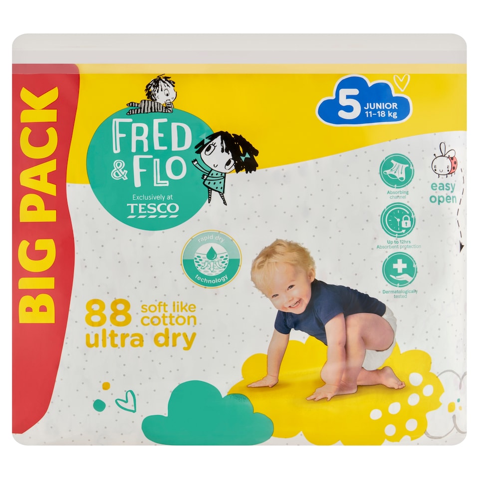 obrázok 1 z Fred & Flo Ultra Dry plienky Junior 5 11-18 kg 88 ks