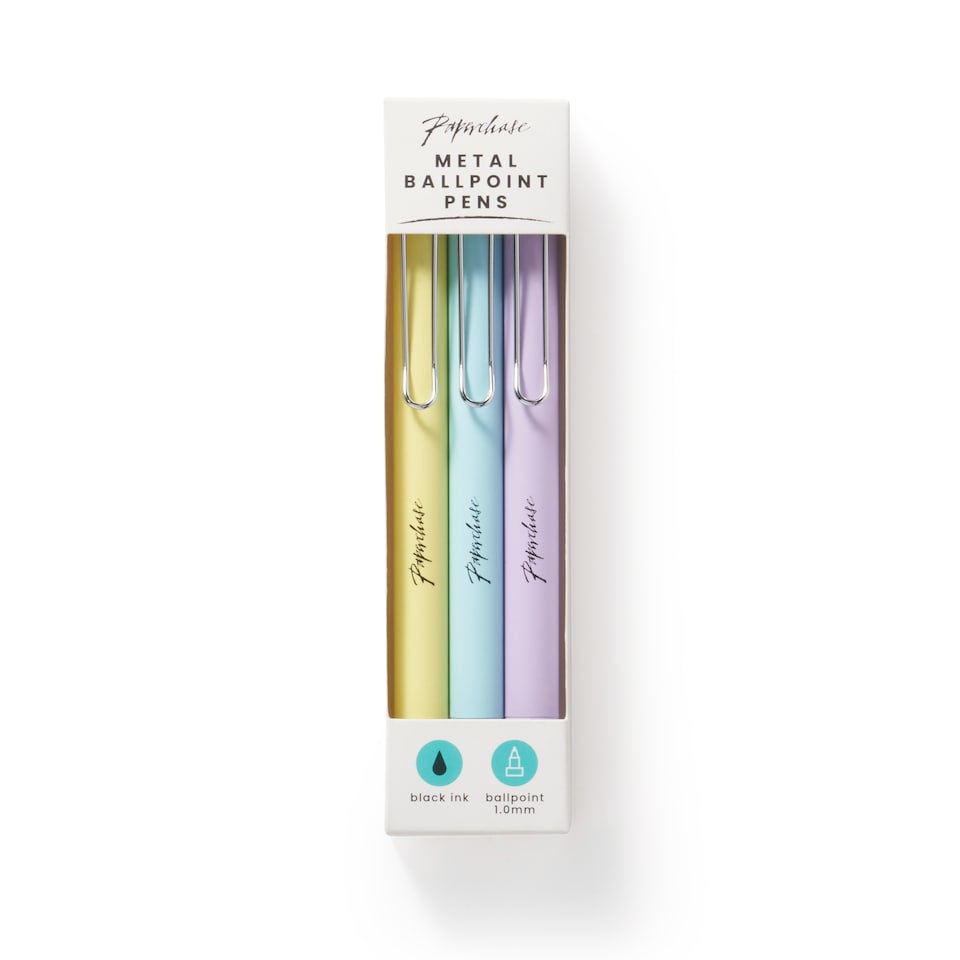 image 1 of Paperchase Ombre Set of 3 Metal Ball Point Pens