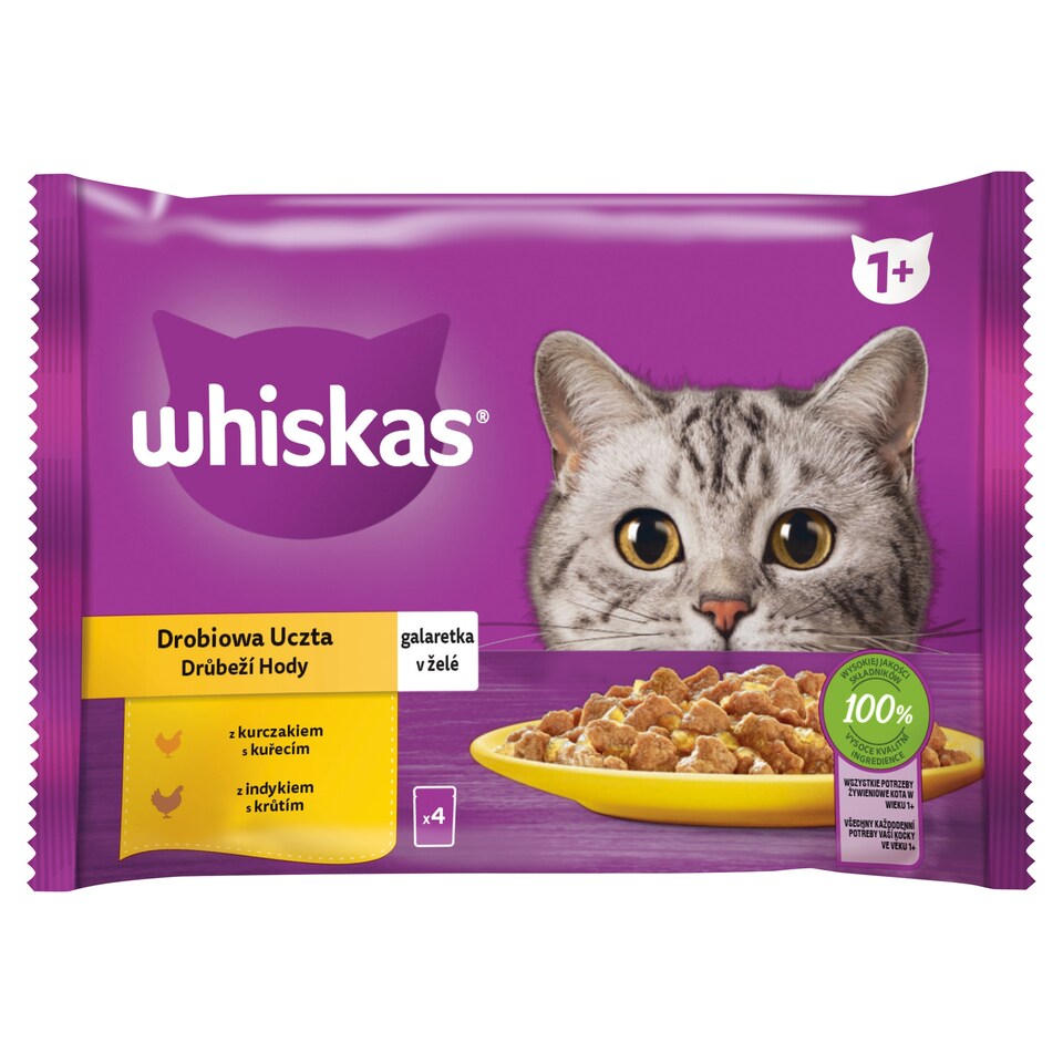 Whiskas 1+ hydinové hody v želé 4 x 85 g (340 g)