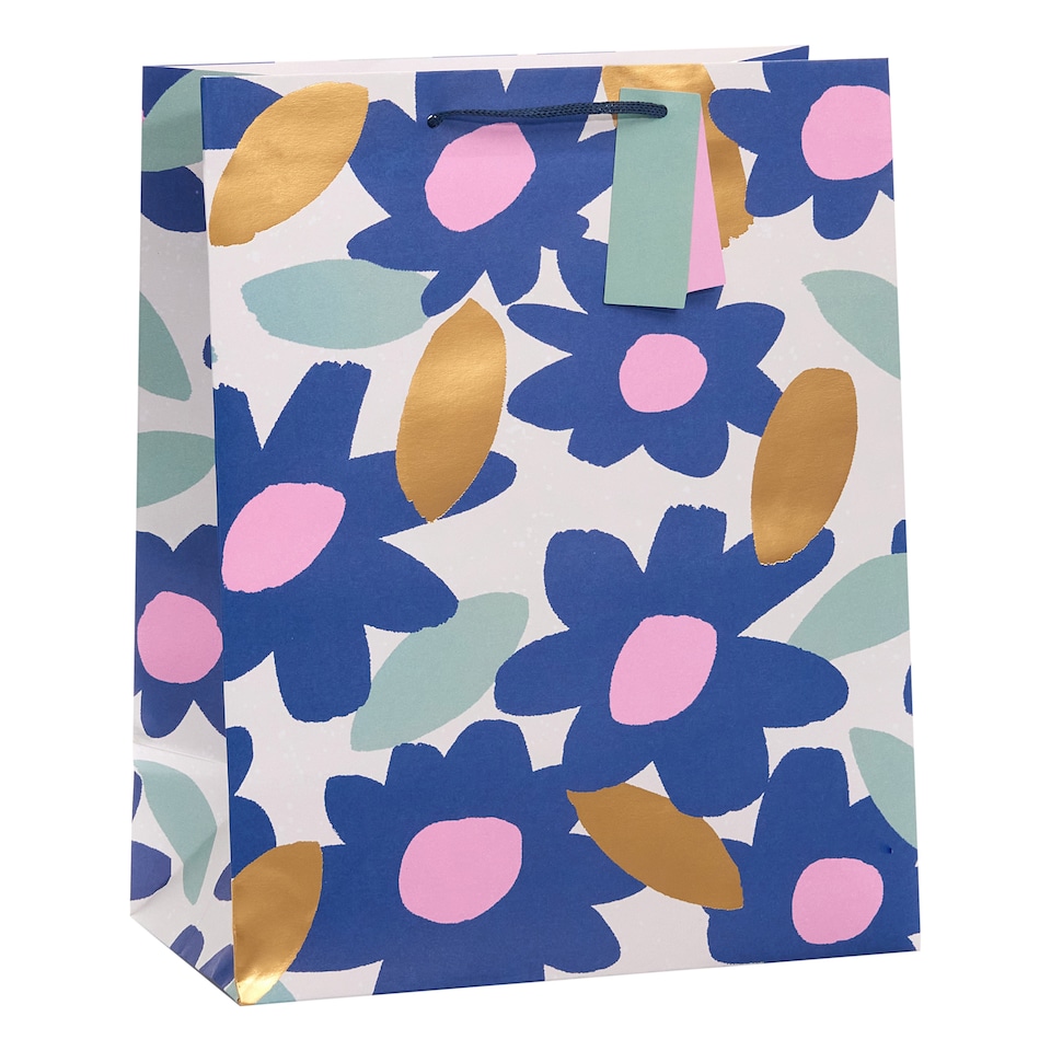 Tesco Blue Floral Large Bag
