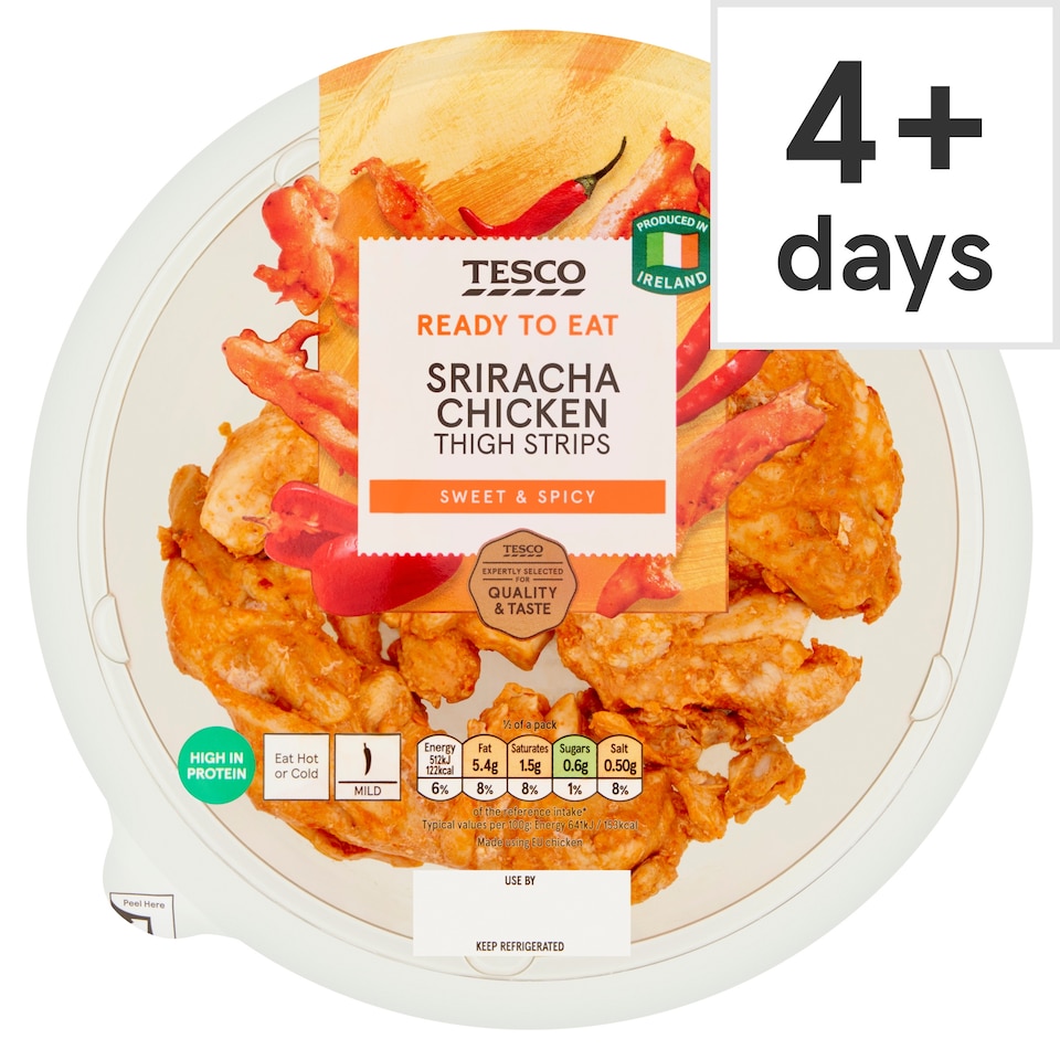 Tesco Sriracha Chicken Thigh Strips 160g