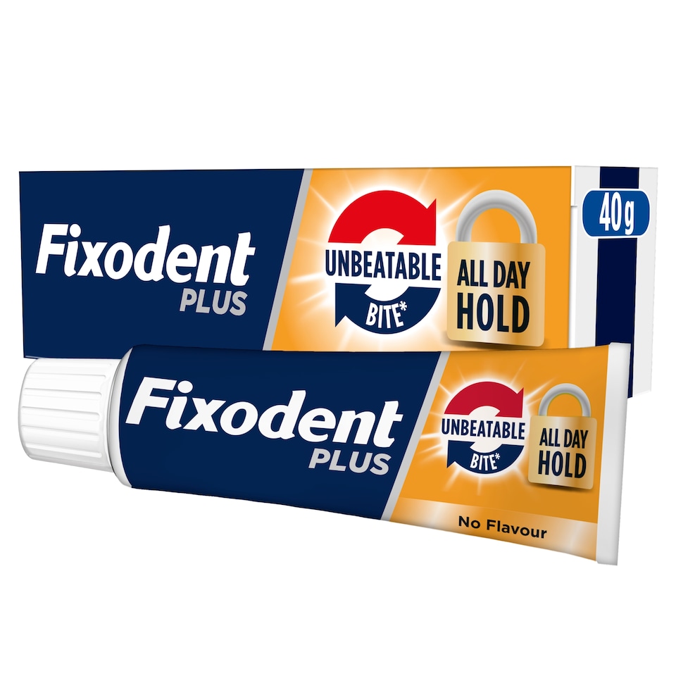 image 1 of Fixodent Plus Unbeatable Bite Denture Adhesive 40g