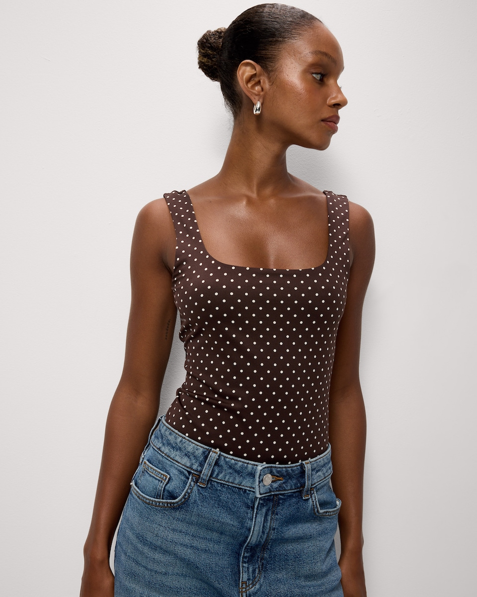 image 1 of F&F Polyamide Polka Dot Bodysuit in Multi Brown