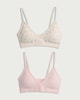 image 1 of F&F 2-Pack Seamfree Lace Trim Contour Crop Tops in Multi