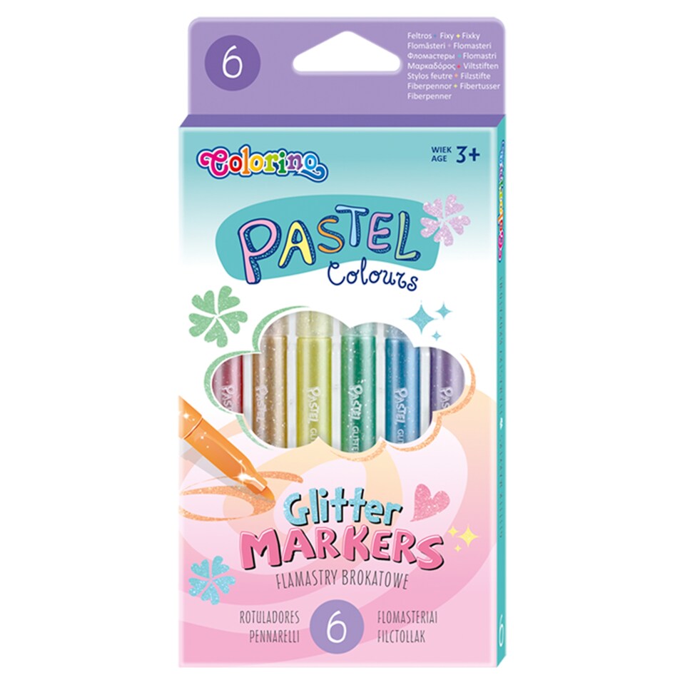 Colorino Fixky pastelové trblietavé 6 ks