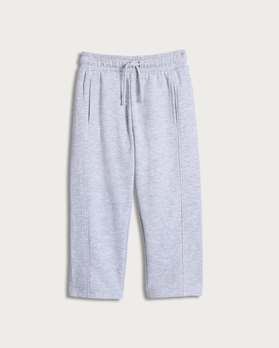 image 1 of F&F Boys Cotton Rich Wide Leg Drawstring Joggers in Grey Marl