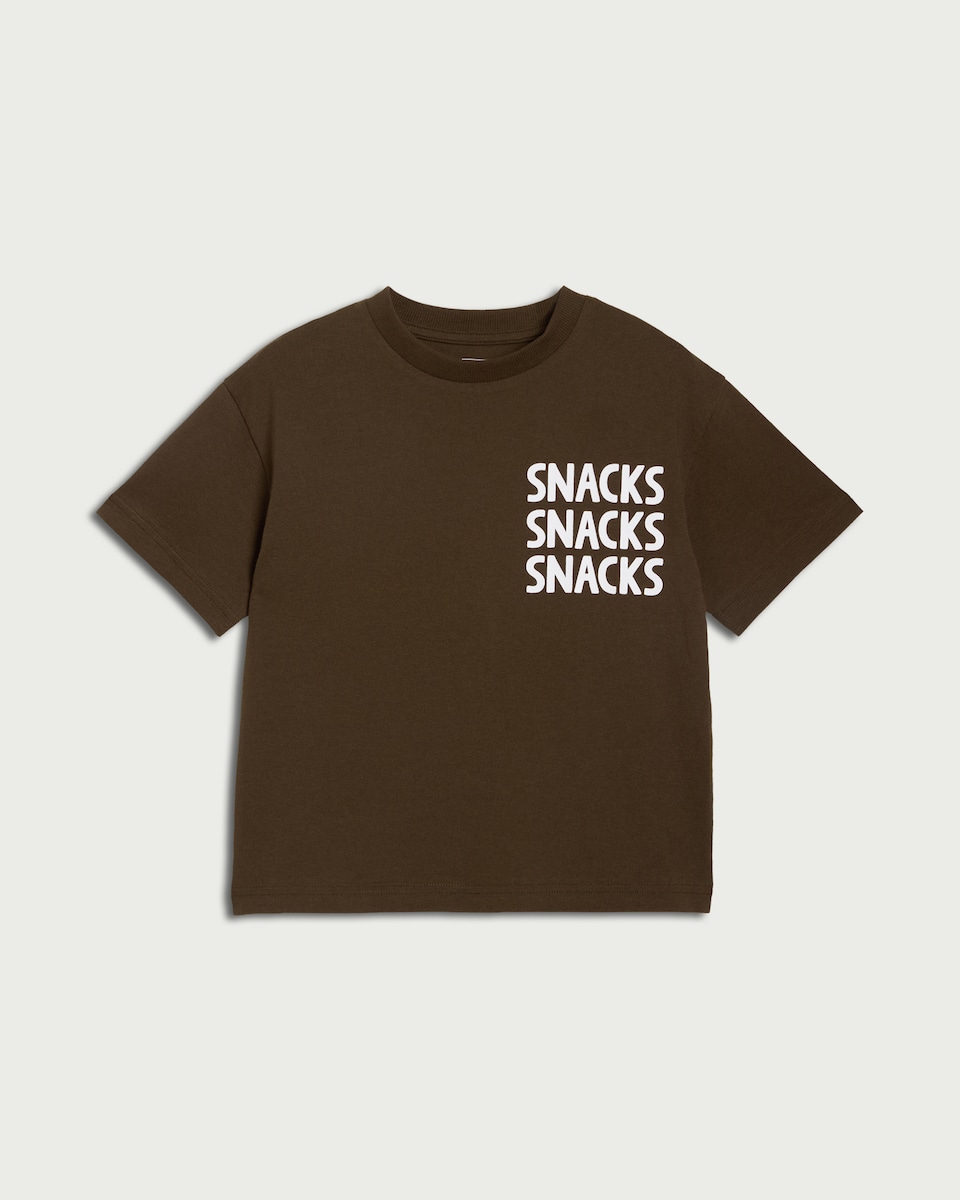 image 1 of F&F Boys Pure Cotton Slogan T-Shirt in Chocolate
