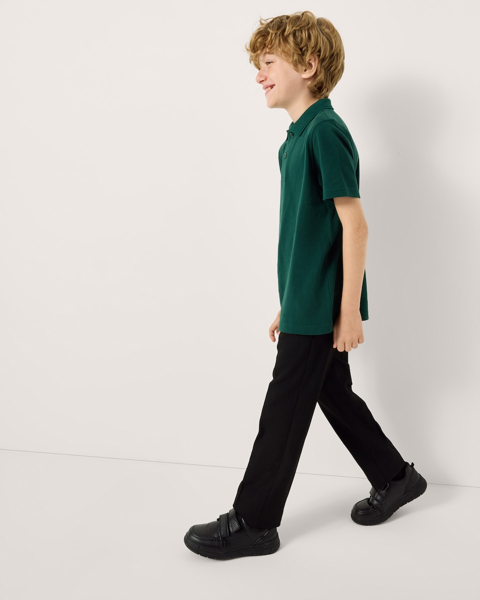 image 1 of F&F School Boys 3-Pack Pure Cotton Regular Fit Polo Shirts in Green