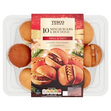 Tesco 10 Mini Burgers & Hot Dogs 225G