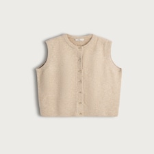 F&F Knitted Button Up Waistcoat with Wool in Neutral