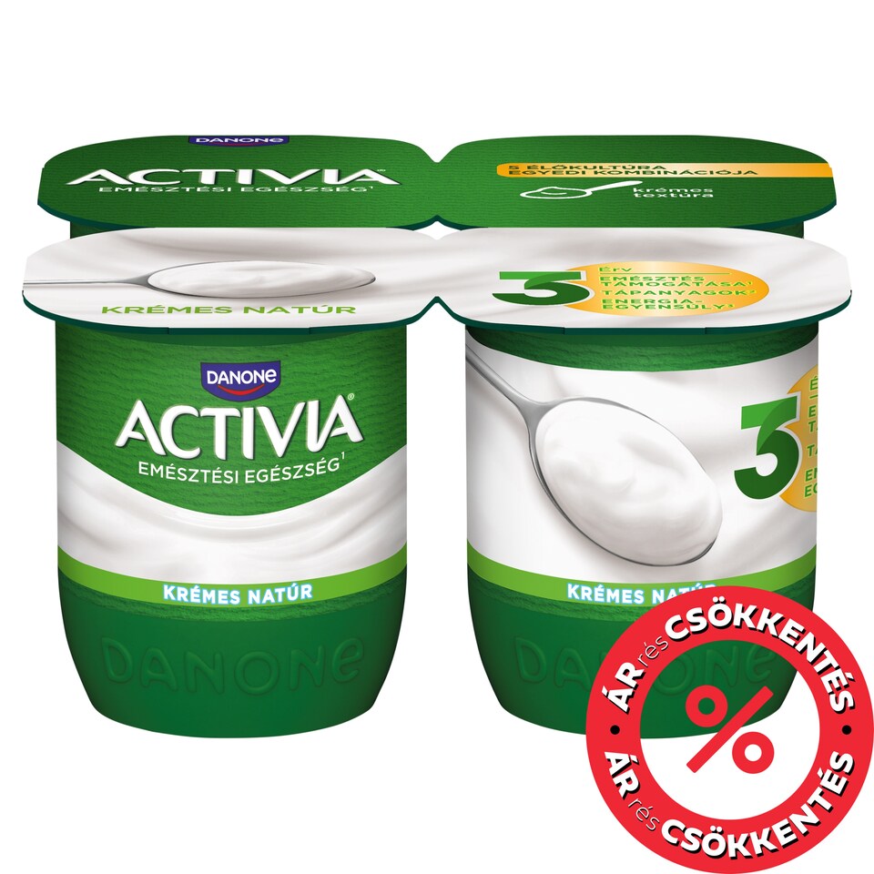 Danone Activia Creamy Unflavoured Yoghurt with Live Cultures 4 x 125 g