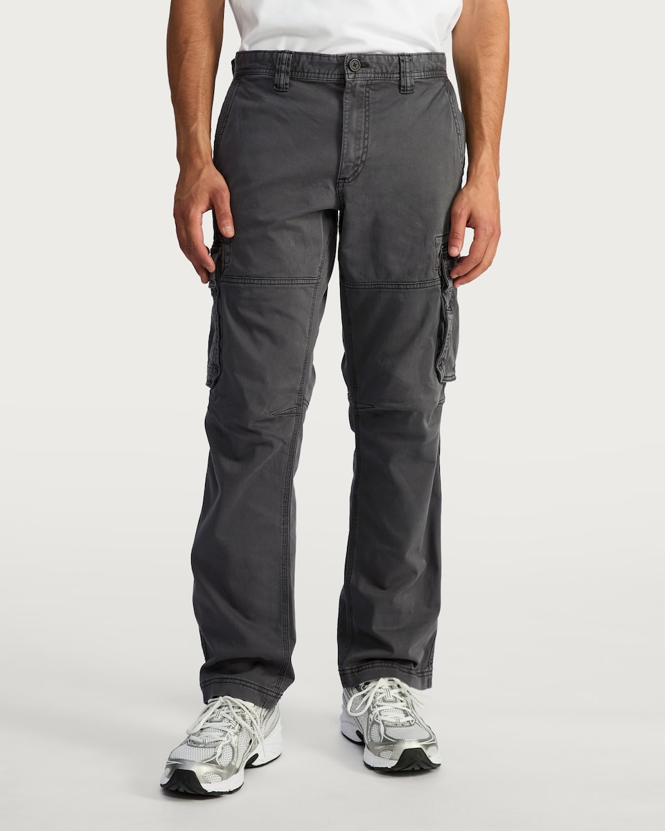 image 1 of F&F Straight Fit Cotton Rich Cargo Trousers in Grey