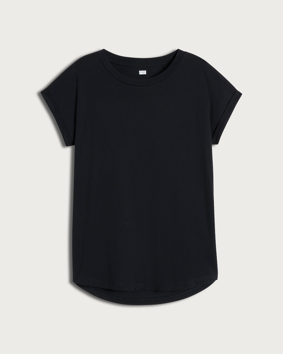 image 1 of F&F Pure Cotton Short Sleeved T-Shirt in Black