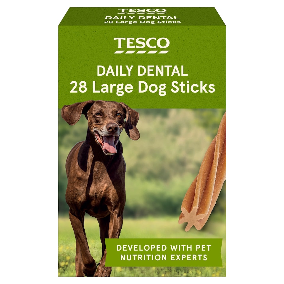 Tesco Daily Dental Large Dog Sticks 28 Pack 4x270g
