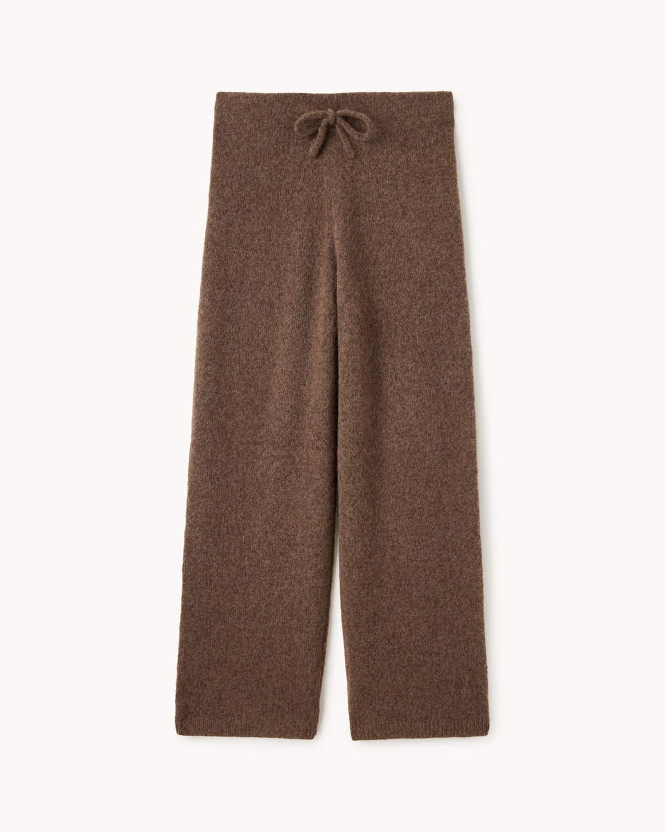 image 1 of F&F Knitted Wide Leg Co-ord Trousers with Wool in Brown