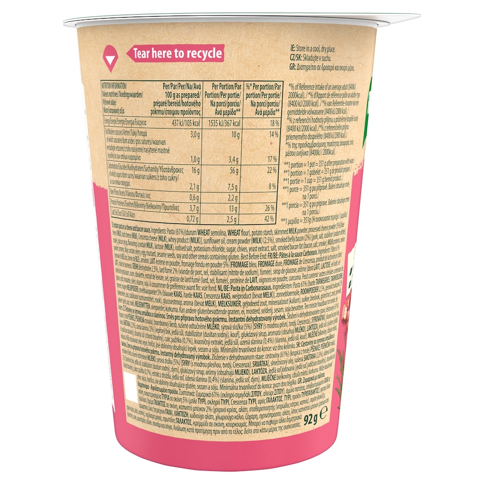 image 1 of Knorr Xxl Pasta Snack Carbonara 92G