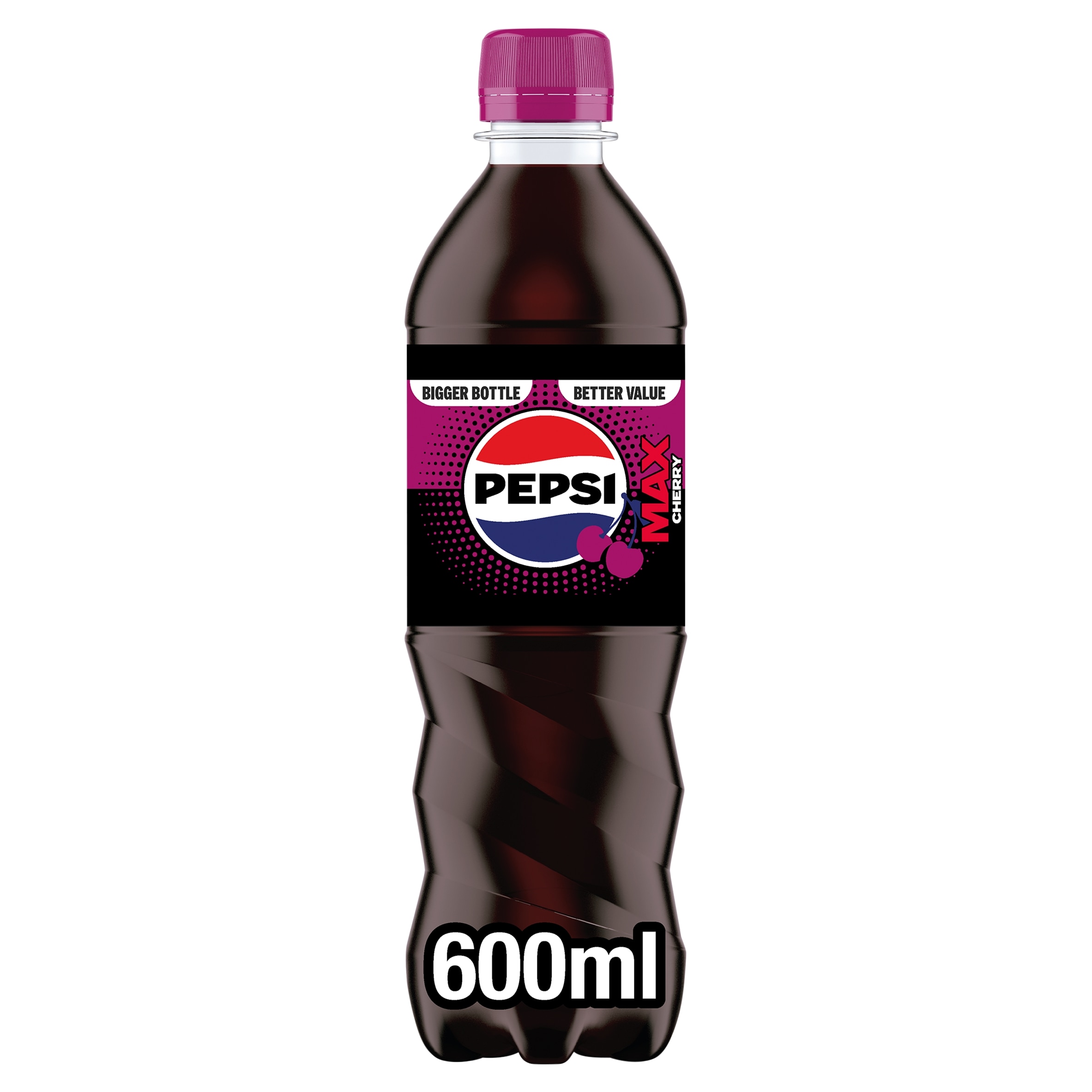 PEPSI MAX CHERRY NO SUGAR COLA SOFT DRINK 600ML