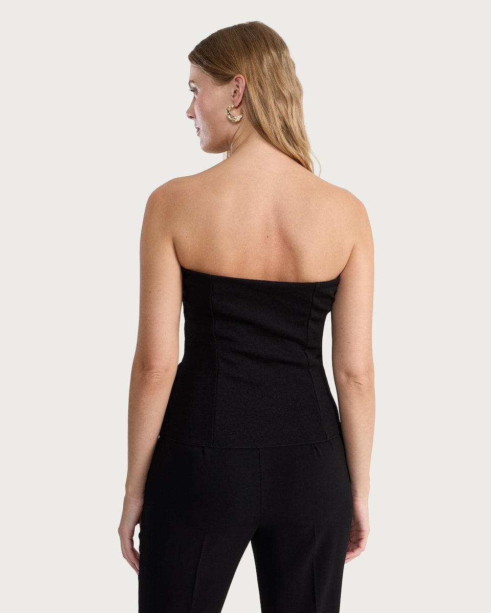 image 1 of F&F Ponte Button Front Bandeau Top in Black