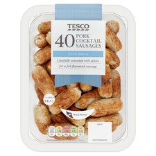 Tesco 40 Pork Cocktail Sausages 372G