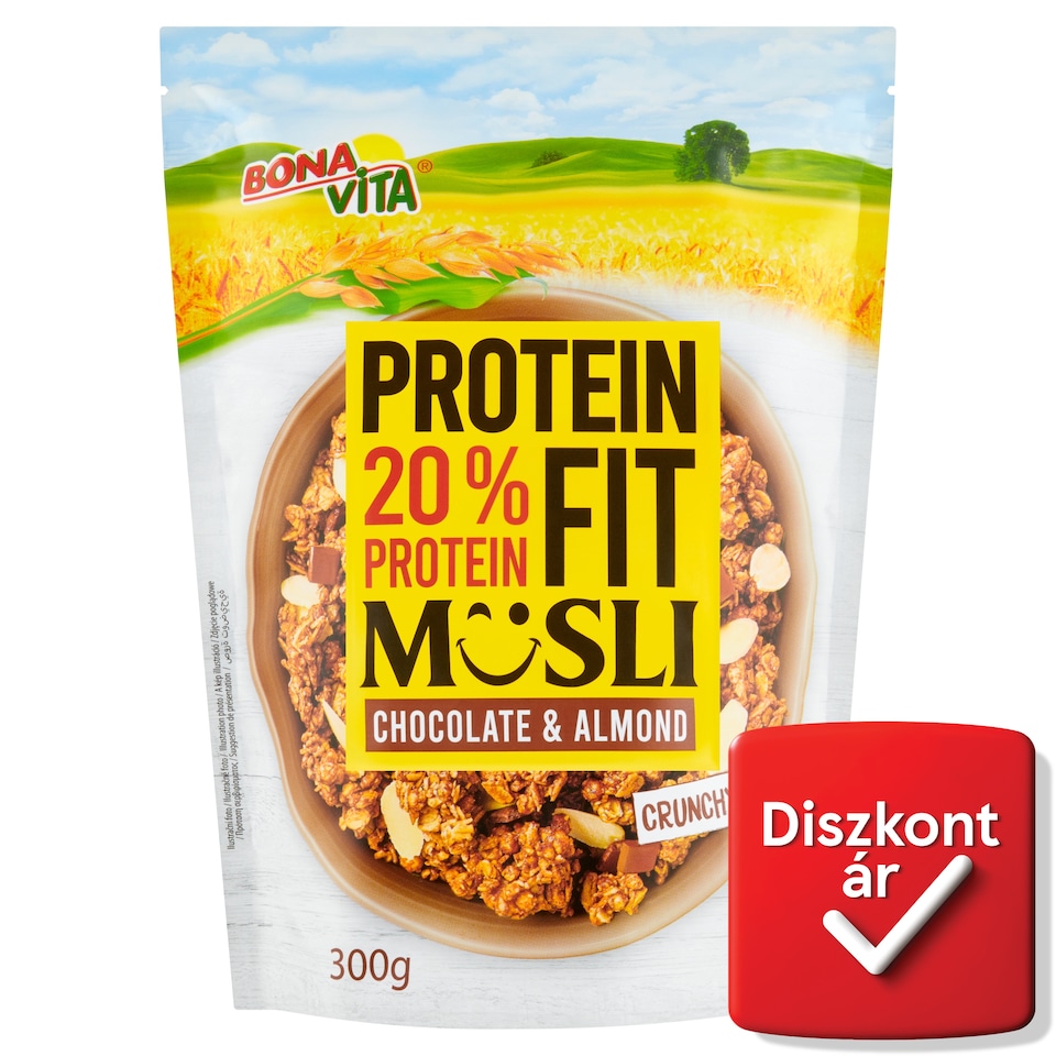 Bonavita Protein Fit ropogós proteines müzli, csokoládéval és mandulával 300 g  1. kép
