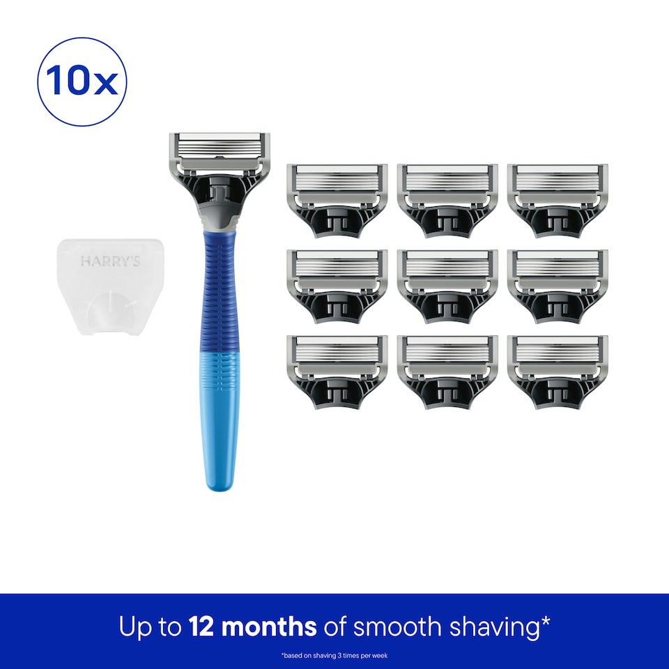 image 1 of Harry's Razor and 10 Blades Indigo Set