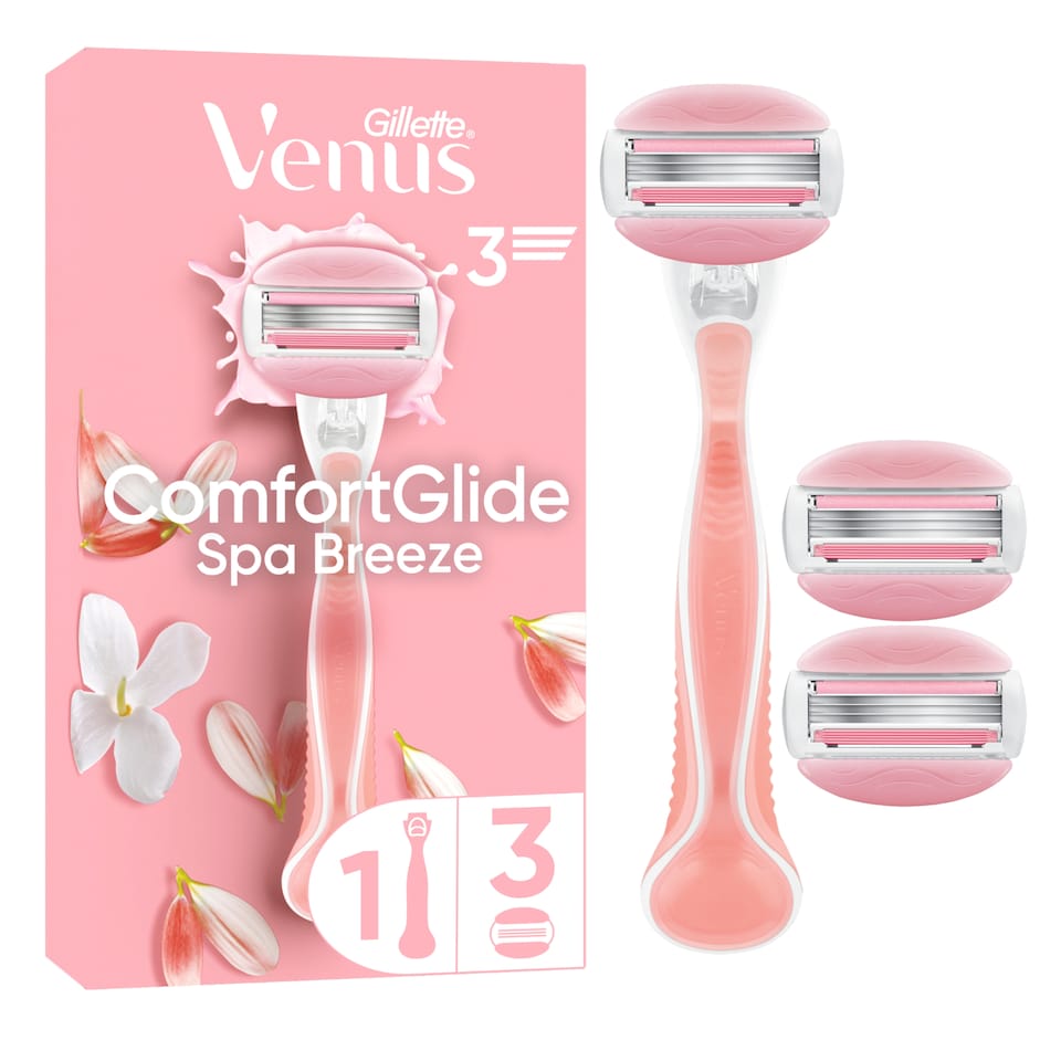 image 1 of Gillette Venus Comfortglide Spa Breeze Razor Handle + 3 Blades