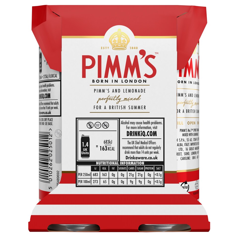 image 1 of Pimm's & Lemonade 4 X 250Ml