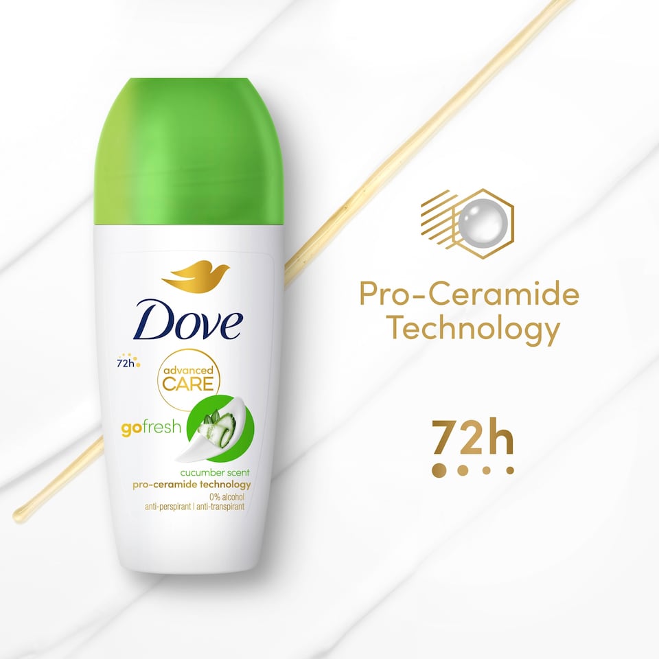 image 1 of Dove Advanced Care Go Fresh Cucumber 72h Roll-On Antiperspirant Deodorant 50ml
