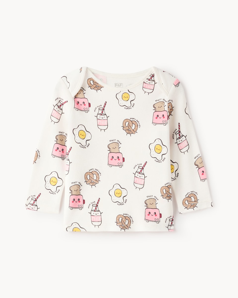 image 1 of F&F Baby 2-Pack Pure Cotton Foodie Pyjama Sets in Pink