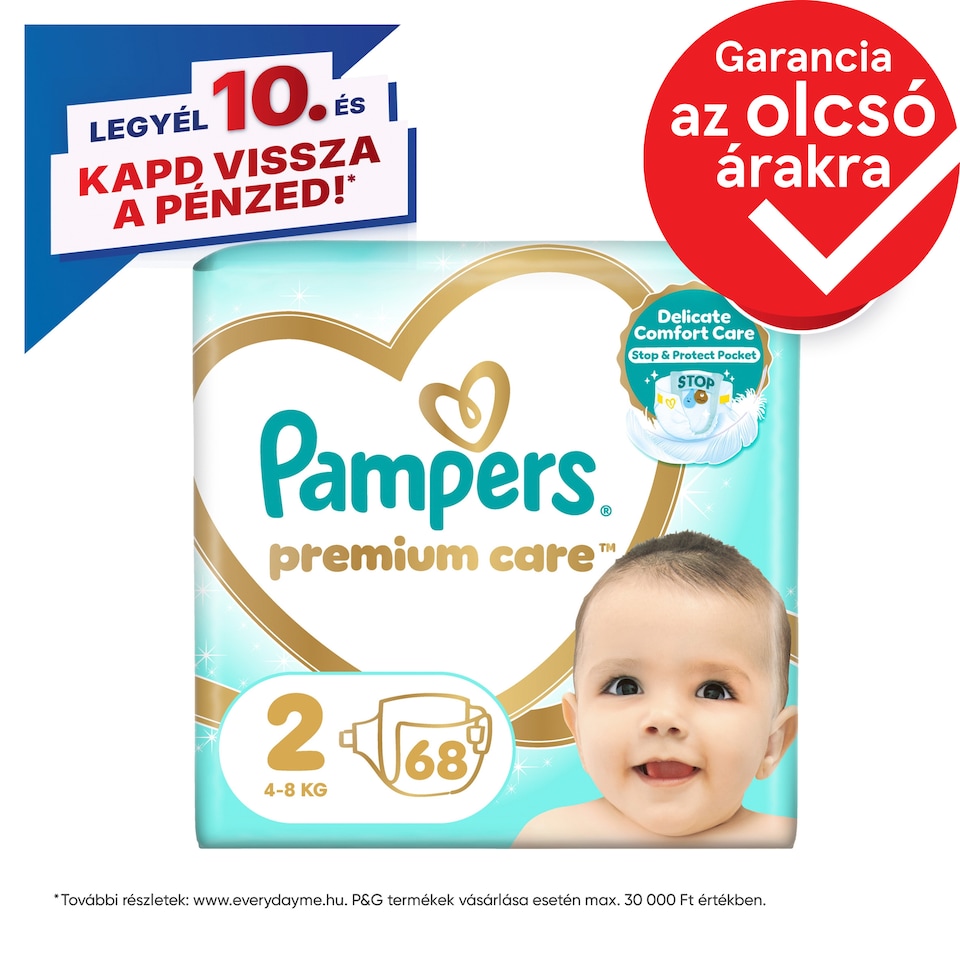 Pampers Premium Care, Méret: 2, 68 Pelenka, 4kg-8kg  1. kép
